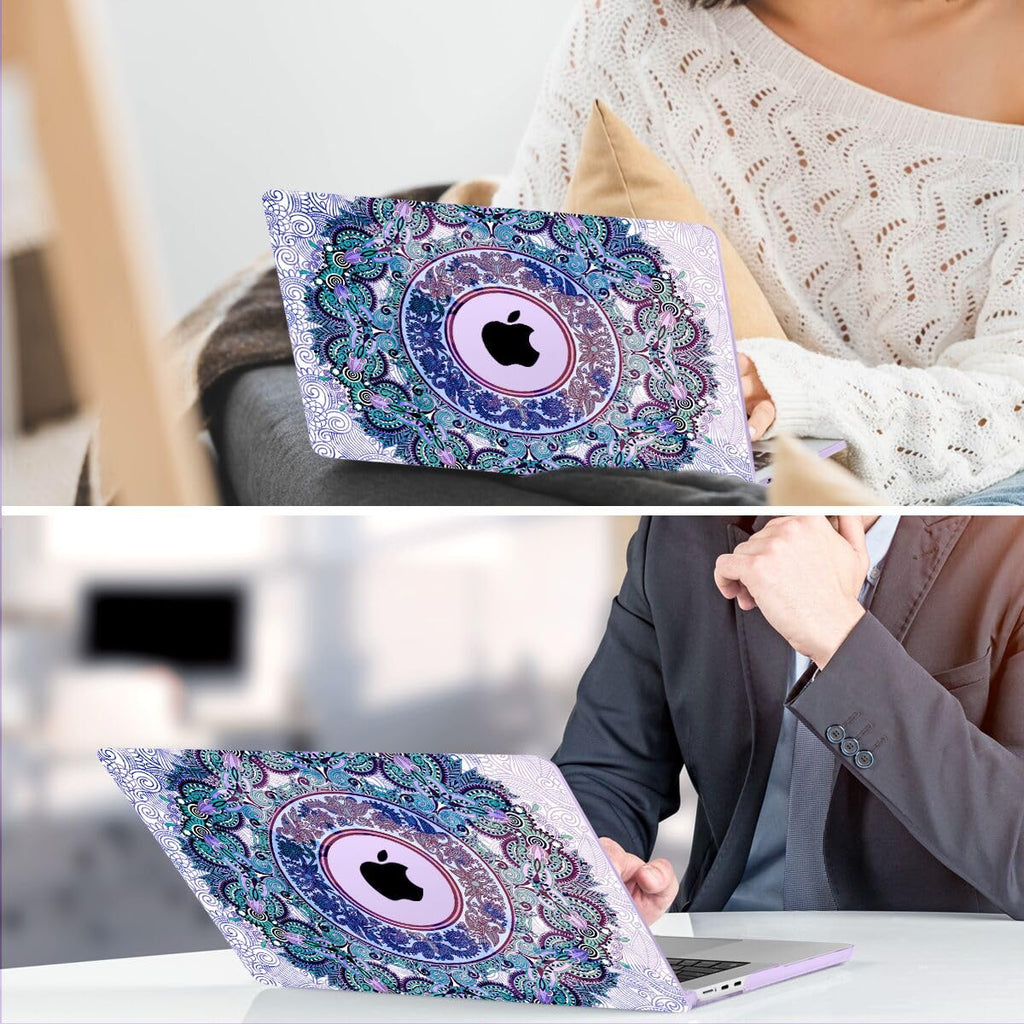 TWOLSKOO for MacBook Air 15 inch Case 2026 2025 2024 2023 Release M5 A3448 M4 A3241 M3 A3114 M2 A2941, Plastic Hard Shell & Screen Protector & Keyboard Cover & Trackpad Film, Purple Mandala