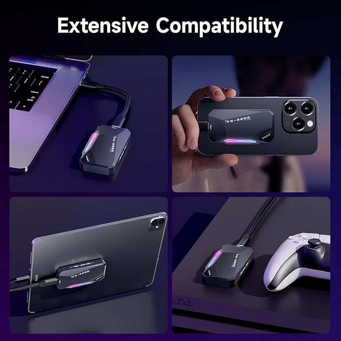 2TB Magnetic Portable SSD,2050MB/s Type-C USB 3.2 Gen 2x2 External SSD,4K ProRes Record and Store,Aluminum alloy,RGB Touch Lighting,External Solid State Drive for iPhone15/16/Android/PC/Mac -PS2200