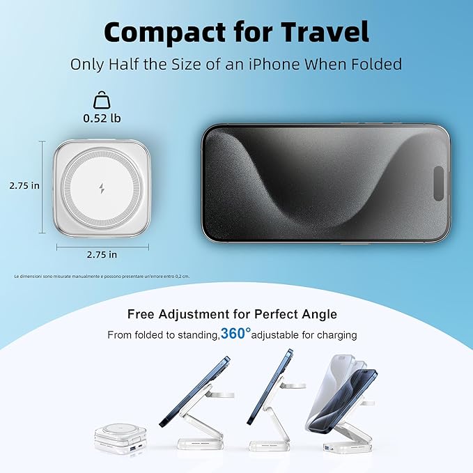 5-in-1 Wireless Charger for MagSafe, AC ISLAND Portable Travel Charging Station, 15W Max Fast Foldable Magnetic Stand, Evolved for iPhone 16/15/14/13 Series, Apple Watch, AirPods (with 35W Adapter)