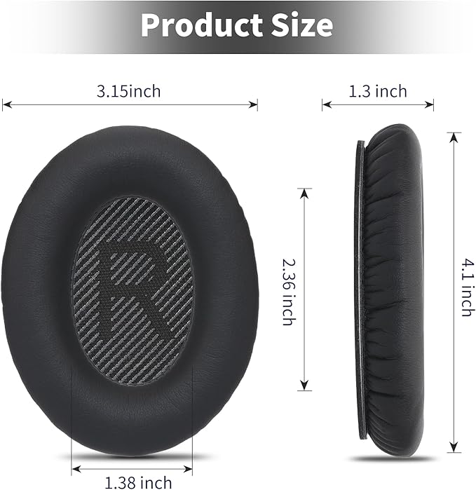 Damex Ear Cushions for Bose qc35 ii Replacement Ear Pads, Compatible with Bose QuietComfort 35 Replacement earpads, Increased Stitching,no Breakage, Protein Leather, Softly. (Black)