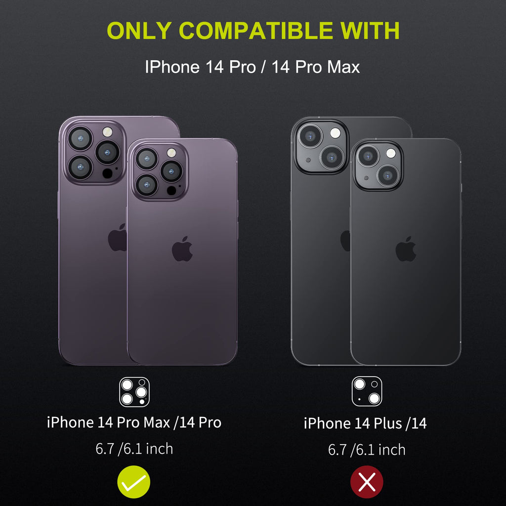 WSKEN for iPhone 14 Pro/iPhone 14 Pro Max Camera Lens Protector,[Night Shooting Mode] HD Tempered Metal Glass Camera Screen Protector Cover Film Accessories,Deep Purple