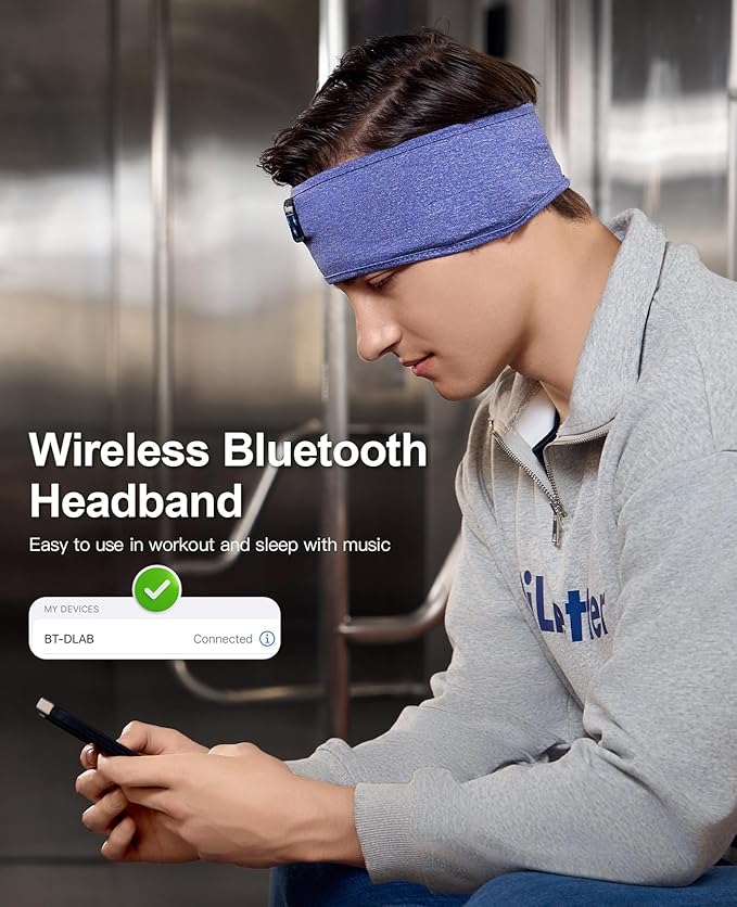 Perytong Sleep Headphones, Bluetooth Sports Headband Headphones with Ultra-Thin HD Stereo Speakers Perfect for Sleeping,Workout,Jogging,Yoga,Insomnia, Air Travel, Meditation