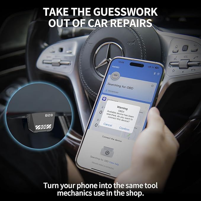 OBD2 Scanner for Car - Bluetooth 5.4 Codes can be Read and Cleared Quickly - Diagnosis of The vehicle's Engine, ABS, SRS, airbags and More Than 35,000 Problems Compatible with iOS and Android