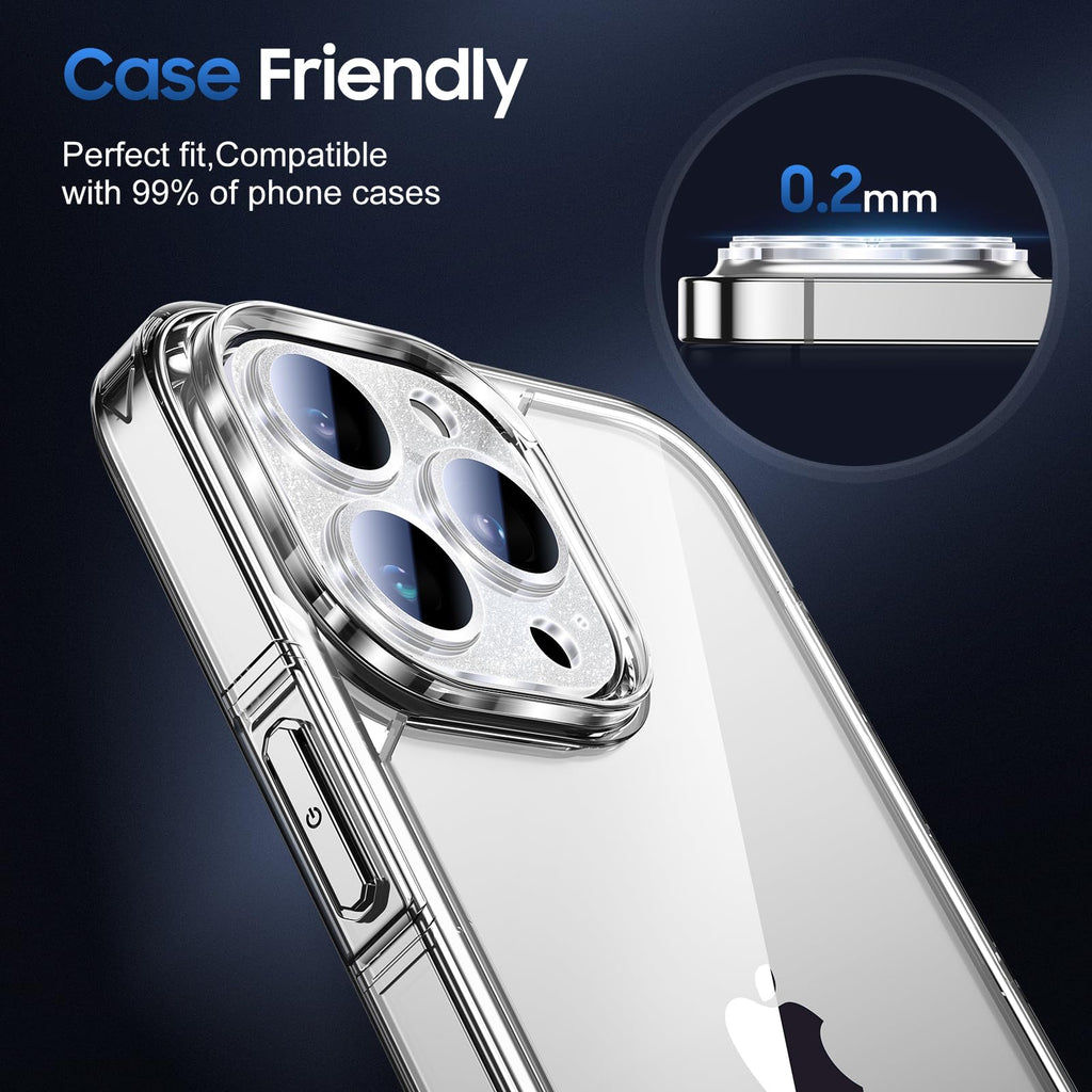 UniqueMe for iPhone 13 Pro Max/13 Pro Camera Lens Protector-Glitter Silver