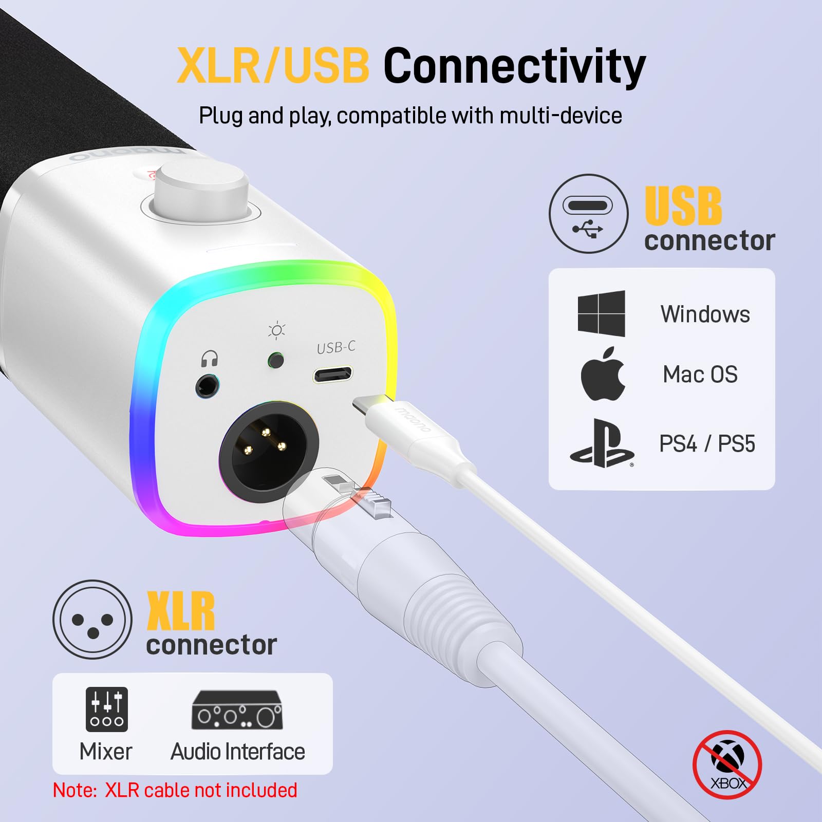 MAONO PD100X USB/XLR Podcast Microphone for PC,Gaming Streaming Dynamic Mic