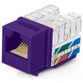 Everest 90 Degree RJ45 Cat6A Keystone Jacks Slim Profile 10-Pack Purple