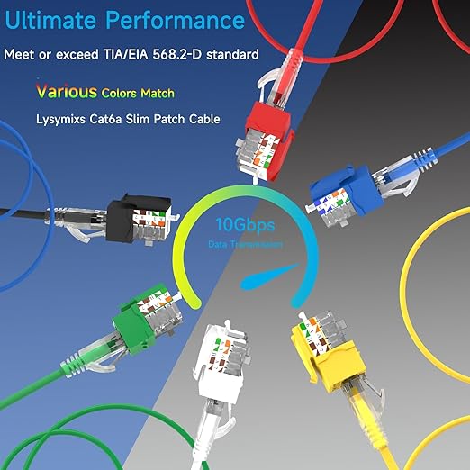 Keystone Jack Cat6 Slim 25 Pack, Cat6 Keystone Jacks 90 Degree, RJ45 Keystone Jack Punch Down Black, Compatiable for High-Density Network WallPlate or Patch Panels