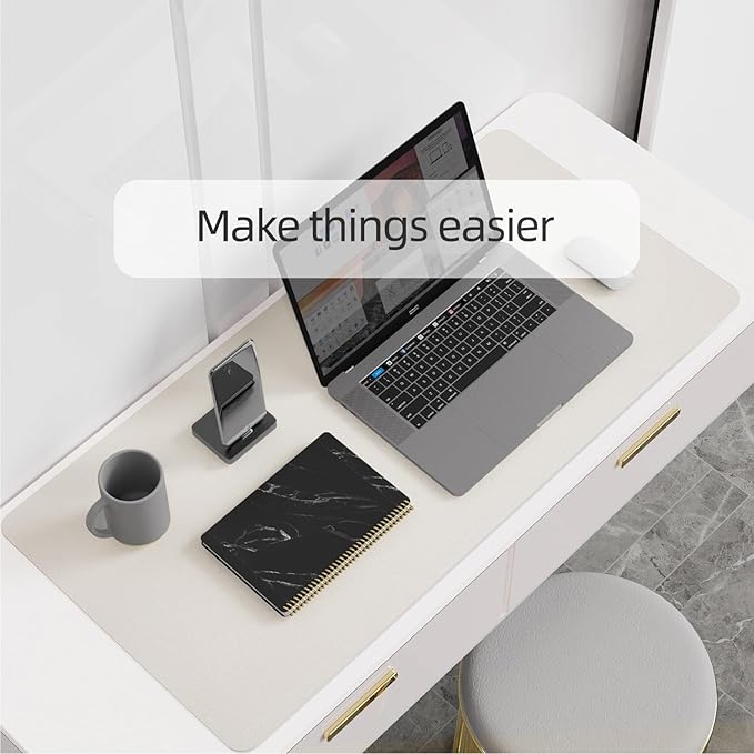 YSAGi Multifunctional Office Desk Pad, Ultra Thin Waterproof PU Leather Mouse Pad, Dual Use Desk Writing Mat for Office/Home (23.6" x 13.7", Grey)