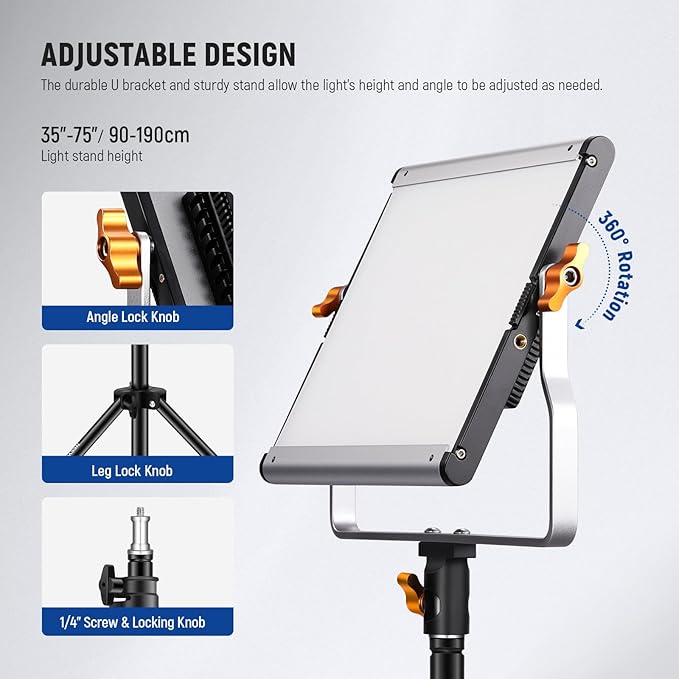 Neewer 2 Pack Dimmable Bi Color 480 LED Video Light Kit with Two 75" Tripod Stands/U Bracket, 3200K-5600K CRI96+ LED Panel Light for YouTube Recording Studio Photography Streaming Key Lighting