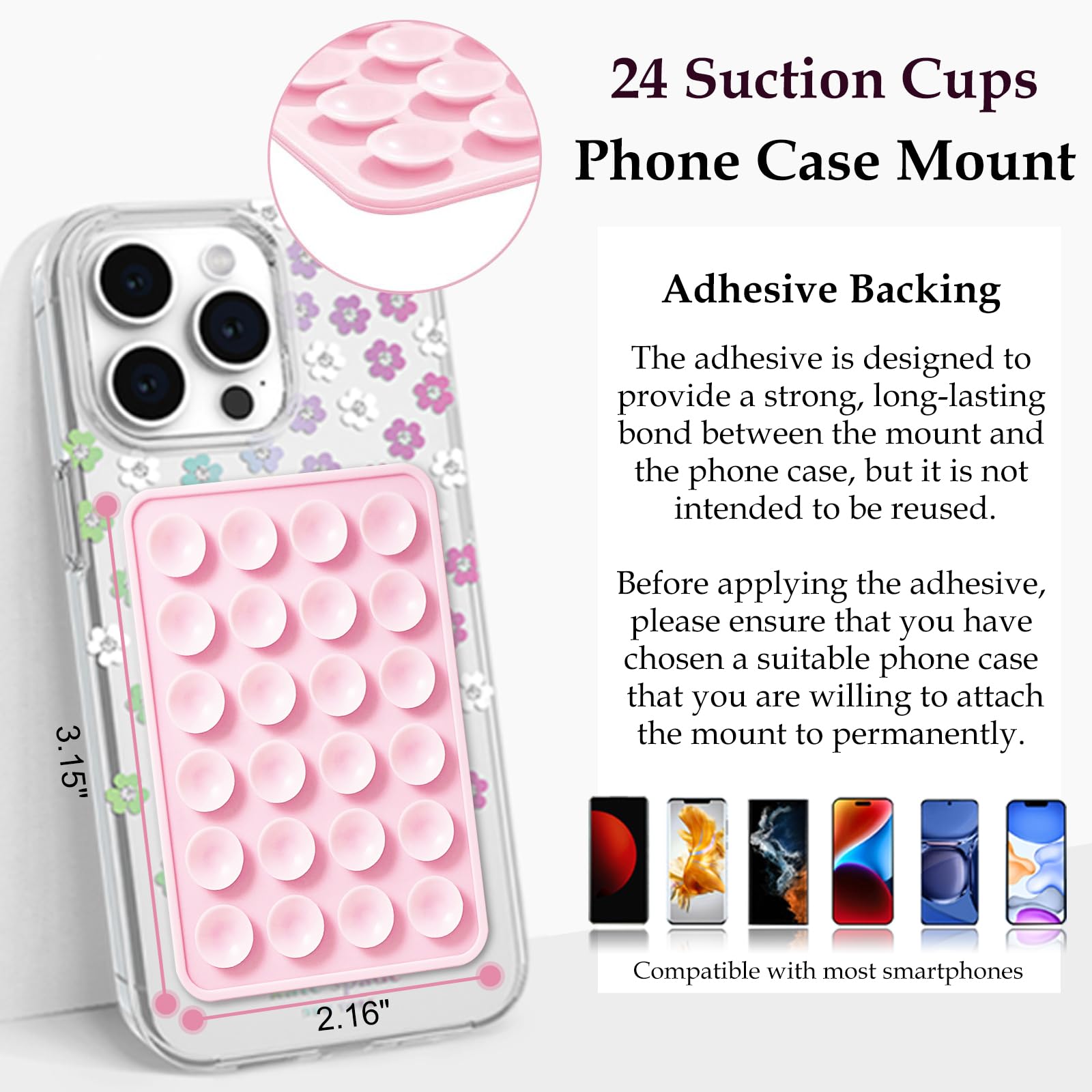 Anteel Silicone Suction Phone Case Mount, Non Slip Sticky Phone Grip for Cellphone, Silicon Adhesive Suction Cup Phone Mount, Strong Grip Holder for Selfies and Videos (Sky Blue)