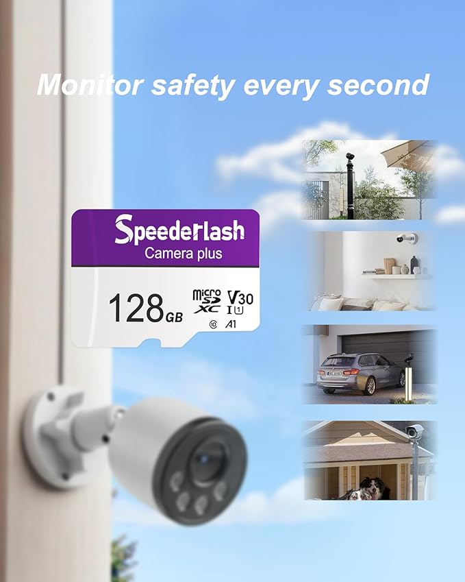 Micro SDXC Memory Card 128GB 5 Pack, Speederlash Camera Plus TF Card with Adapter, Up to 90MB/s Read Speed, 4K UHD&5K Video Support, U1, V30, A1 Rated, Waterproof, for Security Camera, Dashcam