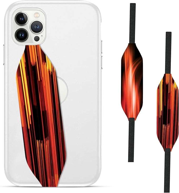 Phone Grip Strap - Reversible Finger Holder for Phone Back, Customizable Anti-Slip Design, Wireless Charging Compatible Detachable Holder for iPhone - Neon Orange