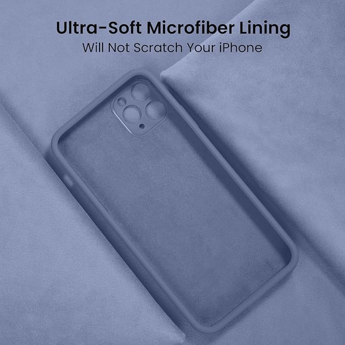 FireNova Designed for iPhone 13 Pro Max Case, Silicone [Camera Protection] Phone Case with [2 Screen Protectors], Soft Anti-Scratch Microfiber Lining Inside, 6.7 inch, Lavender Gray