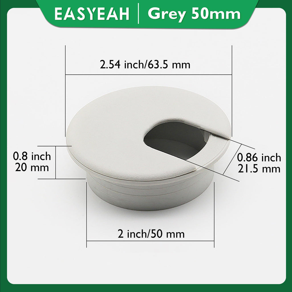 EASYEAH 2 Pcs Desk Grommet 2" / 50 mm, Desk Cord Hole Cover