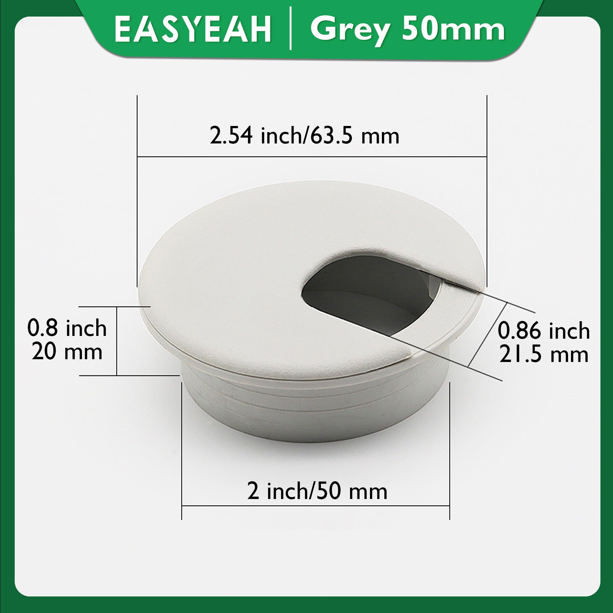 EASYEAH 2 Pcs Desk Grommet 2" / 50 mm, Desk Cord Hole Cover