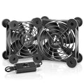 ANEXT, USB Fan, USB Computer Fan, Silent Fans for Receiver DVR PlayStation Xbox Computer, (80mm, Black Dual Packs)
