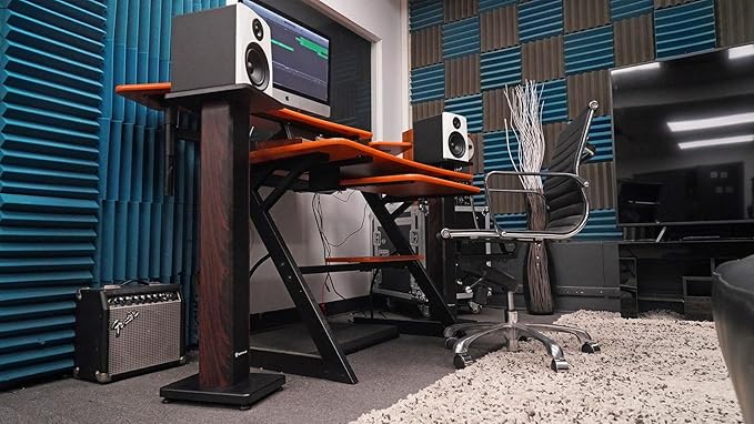 Rockville RHTSD 36" Bookshelf Speaker Stands, Dark Wood Grain, Dual Top Plates, Sand-Fillable Design, 60 lbs Capacity, for Home Theater and Studio Audio