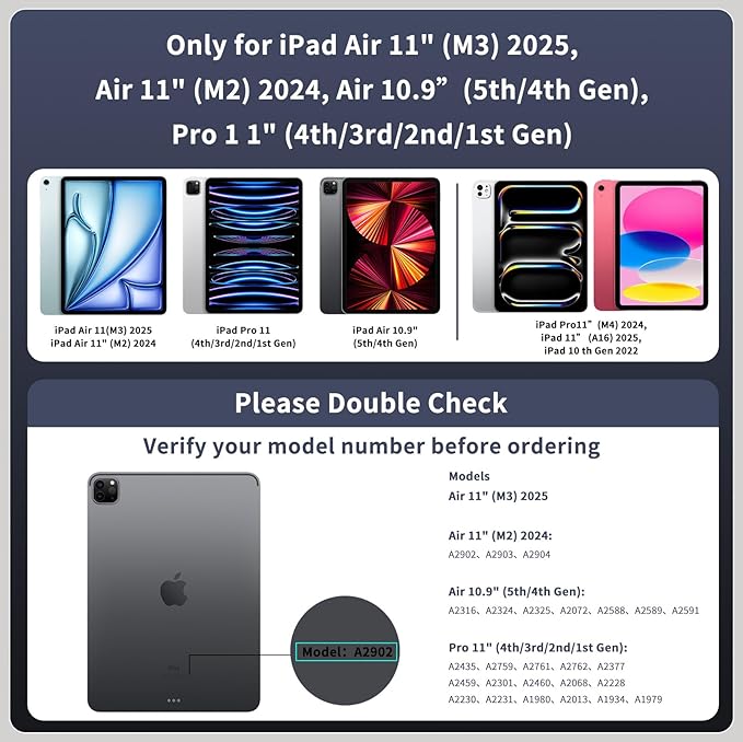 Keyboard Case for iPad Air 11-inch (M3 2025 / M2 2024) & iPad Pro 11 inch(1st/2nd/3rd/4th Gen) – Magic-Style Magnetic Backlit Keyboard Case -Multi-Touch Trackpad for iPad 10.9 5th/4th Gen (Black)