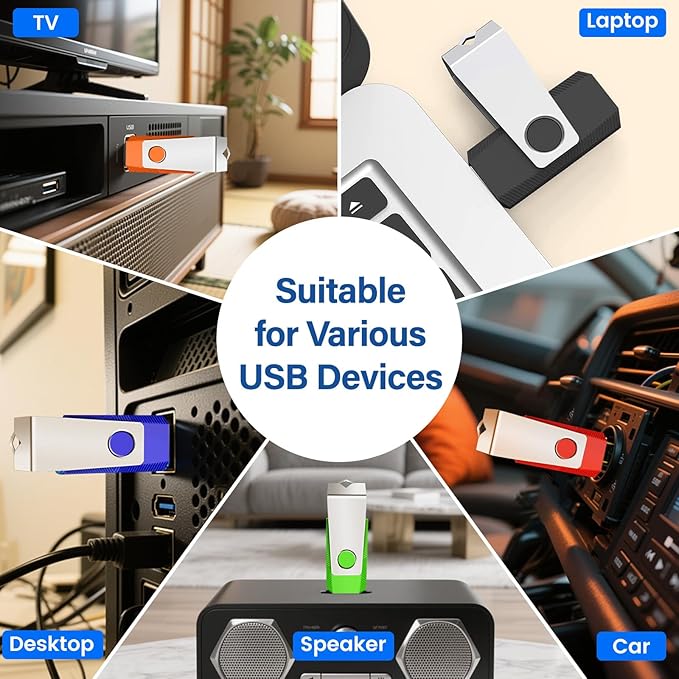 4GB Flash Drive 2 Pack, Wooolken USB 2.0 Thumb Drives Memory Stick with LED Light and Lanyards for Storage and Backup (Black Blue)
