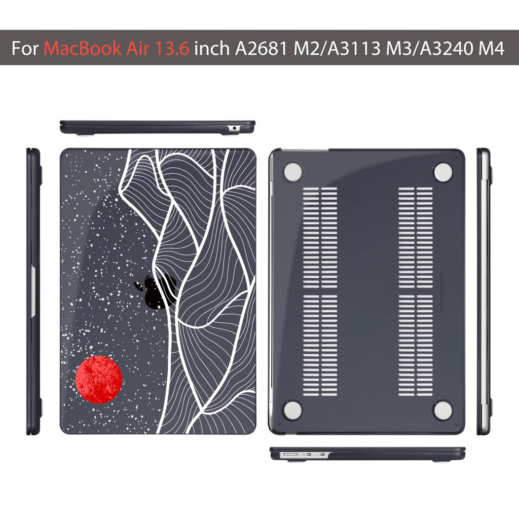 Teryeefi for M3 M2 M4 MacBook Air 13 inch Case 2025 2024 2023 2022 Release A3240 A3113 A2681 Model,Hard Shell Case for MacBook Air 13.6 inch + Keyboard Cover + Type C Adapter, Abstract Mountain-100
