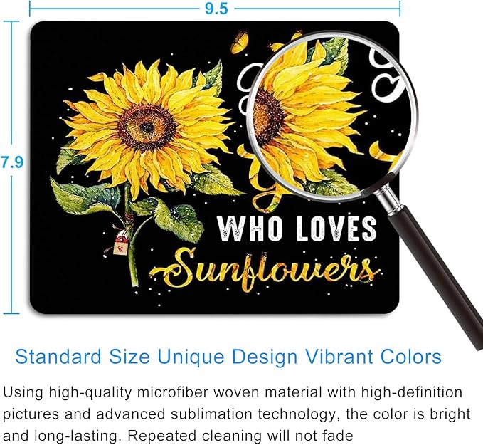 SHALYSONG Sunflower Girl Mouse Pad, Cute Aesthetic Small Laptop Mousepad
