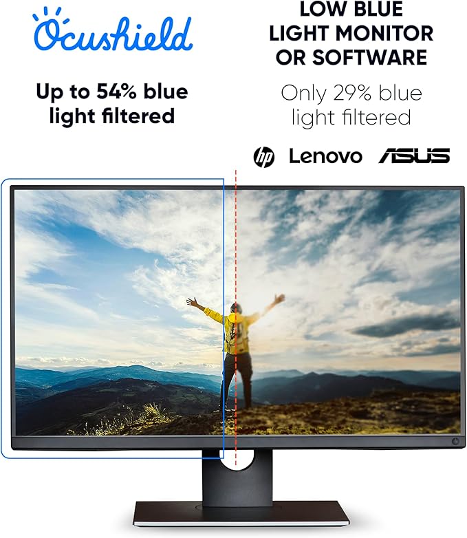 Ocushield 24” (16:10) Premium Anti Blue Light Screen Protector with Privacy Filter for Laptops and Computer Monitors - Anti-Glare - Easy Install - Anti-Fatigue (519 x 325 mm)