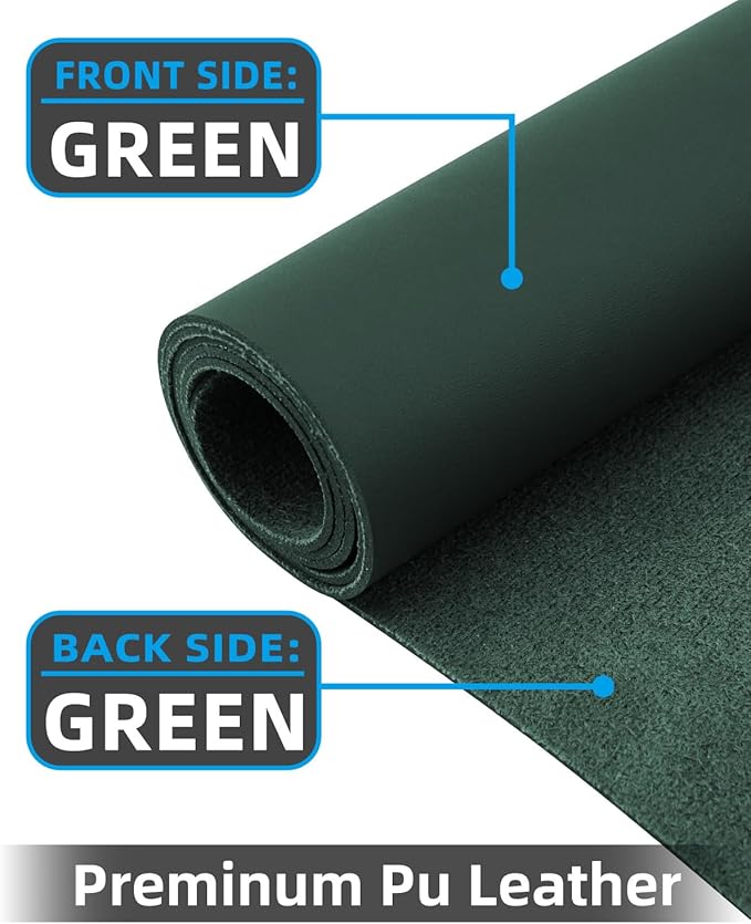 Leather Desk Pad Protector, Large Mat, Mouse Pad, Non-Slip PU Leather Blotter, Cover for Keyboard and Mouse, Office & Home (Dark Green, 48" x 17")