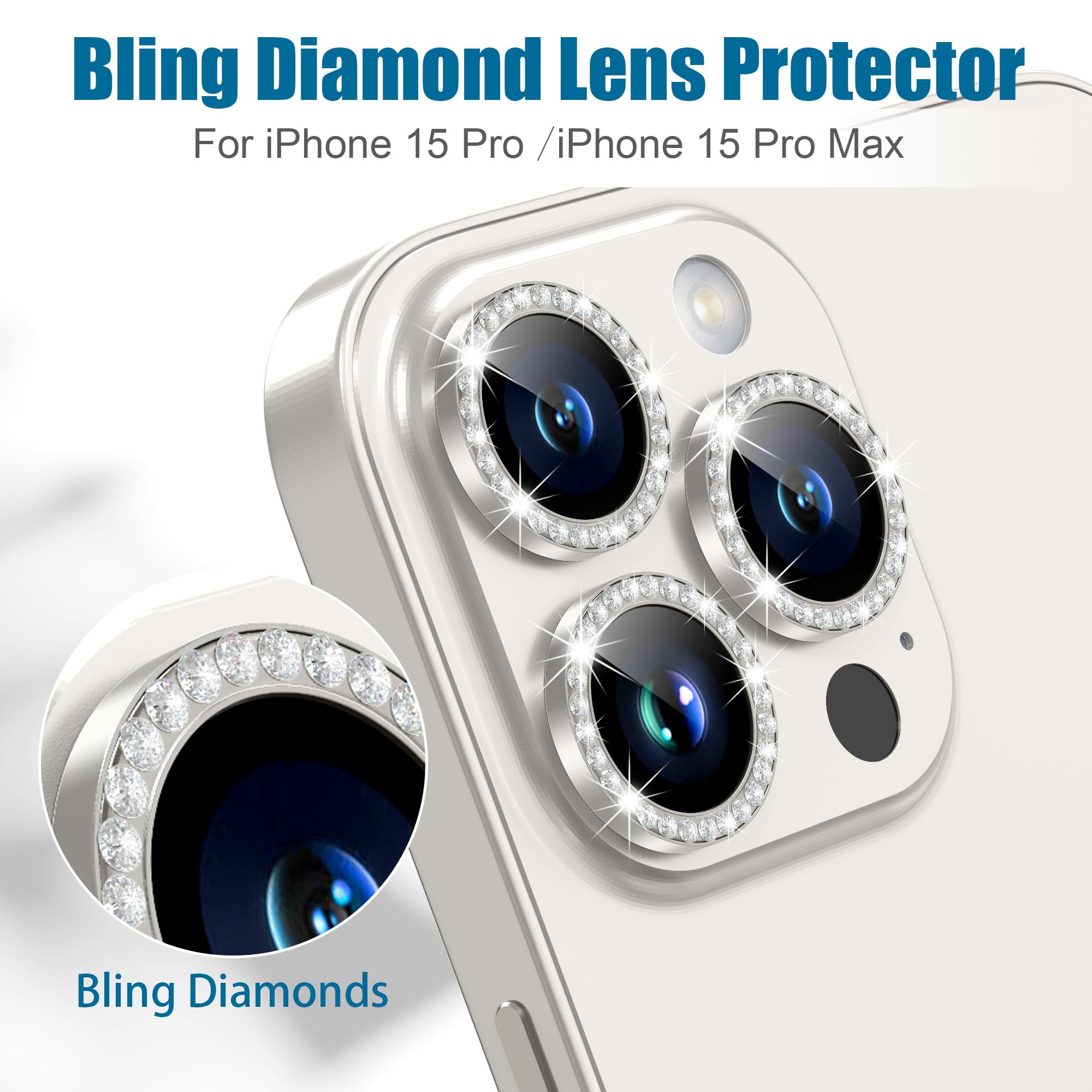 AGVEE 3+3 6 Pack for iPhone 15 Pro & Max Camera Lens Protector Cover