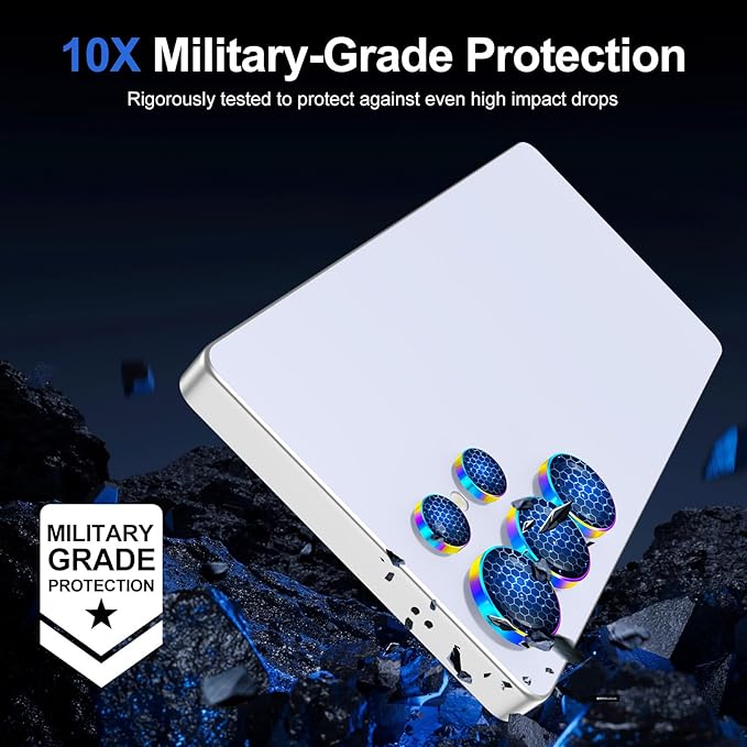 for Samsung Galaxy S25 Ultra Camera Lens Protector, Individual Metal Ring Tempered Glass Lens Cover, [Strong Adsorption] Scratch Resistant Ultra-Thin HD Clear Lens Cover, 1 Set-Colorful Ring