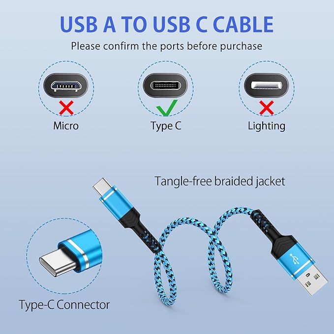 Moto Razr 2025 USB C Cable Fast Charging Cord 2Pack 6ft USB A to Type C Charger Cable for Moto Edge/G 5G 2025,iPhone 16 15 Pro Max Plus,Samsung Galaxy S25 S24FE S23 S22 A16,Google Pixel 9 Pro XL 8a 7a