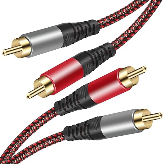 RCA Cable 5Ft,2Rca Male to 2-RCA Male Audio Stereo Subwoofer Cable [Hi-Fi Sound] Nylon-Braided Auxiliary Audio Cord for Home Theater, HDTV, Amplifiers, Hi-Fi Systems,Speakers and etc (5Ft)