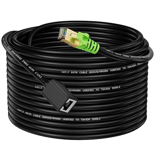 Ethernet Extension Cable 1.5ft, Network Cat6a Extension Patch Cable RJ45 Cords Shielded Male to Female Connector (1.5FT)