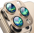 Compatible with iPhone 16 Pro Max Camera Lens Protector,[Shatterproof] [Strong Adsorption][AR Anti-Reflection] 9h Metal Aluminum Alloy Tempered Glass Camera Cover,Gold