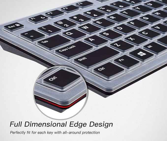 Keyboard Cover for DELL KB216 KB216b KB216t KB216d KB216p Wired & KM636 & Dell Optiplex 5250 3050 3240 5460 7450 7050 & Dell Inspiron AIO 3475/3670/3477 All-in one Desktop Keyboard -Black