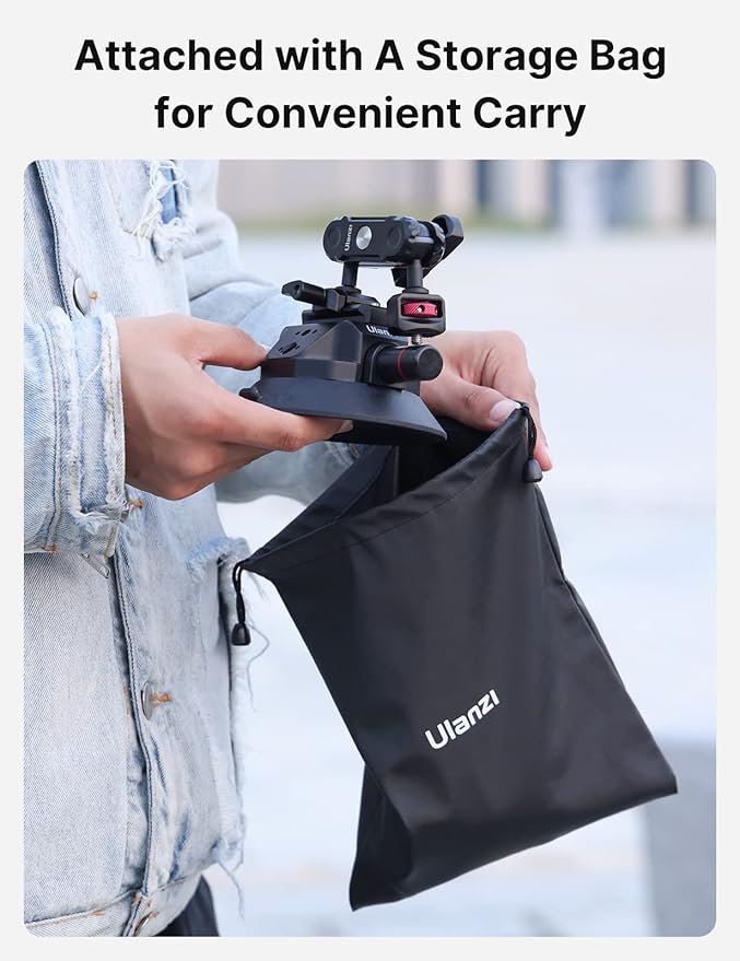 Camera Suction Cup Mount for Action Cameras - ULANZI SC-02 4.5in Pump-actived Vacuum Suction Mount w Quick Release NATO Magic Arm Car Boat Windshield Window Mount Compatible with Action Cameras
