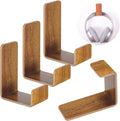 Weewooday 4 Pieces Headphone Hanger Holder Desk Adhesive Headphone Hook Wall Mount Headset Stand Acrylic Holder with Glues for General Purpose Game Earphone(Wood Grain Color)