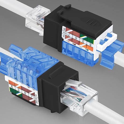 Everest 45° Angled RJ45 Cat5e Keystone Jacks 20-Pack in Black - Slim Profile Female RJ45 Connectors - Cat 5e Keystone Jack - Compatible with 45° Angled Speed Termination Tool - 45Term (B0BL3GS7ZY)