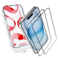 Intaleo Tempered Glass Screen Protector for iPhone 15 – Full Edge-to-Edge Protection, 9H Hardness, Oleophobic Coating - Accessories For IPhone 15 Phone Protector with Applicator - Black Design