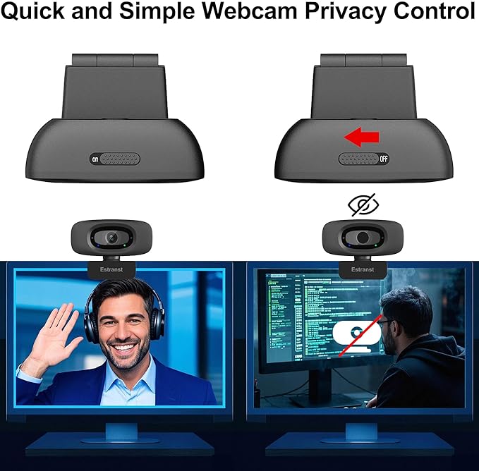 Autofocus 2K Webcam with Privacy Cover & Noise Canceling Microphone, Works with Zoom Teams YouTube Xbox, External Web Computer Camera for Laptop Mac PC Desktop Monitor