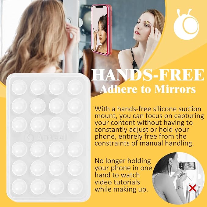 Anteel Medium-Sized Silicone Suction Phone Case Adhesive Mount, Enhanced Suction Power and Upgraded Thickened Sticky Phone Grip, Durable, Hands-Free Sticky Phone Holder, 2.28"x3.46" (LPK&TP)