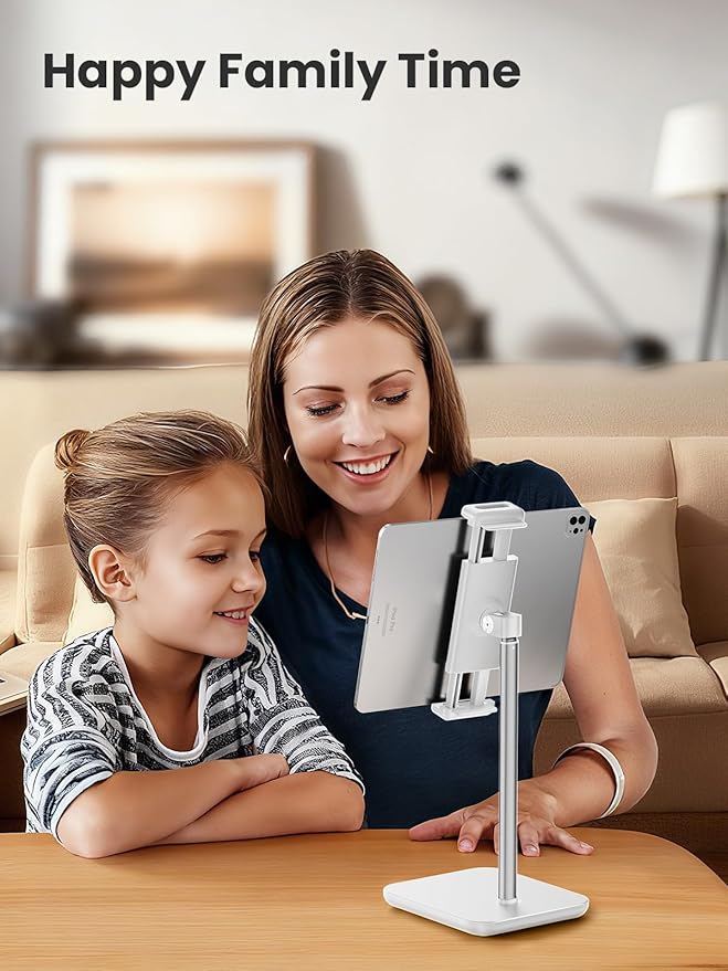tounee Portable Monitor & Tablet Holder Stand, 4.4lb (2kg) Holding Strength, Height Adjustable Up to 18.11", Ideal for 4.7"-16" Devices (15.6" Portable Monitors, iPad, iPhone, Kindle)-White