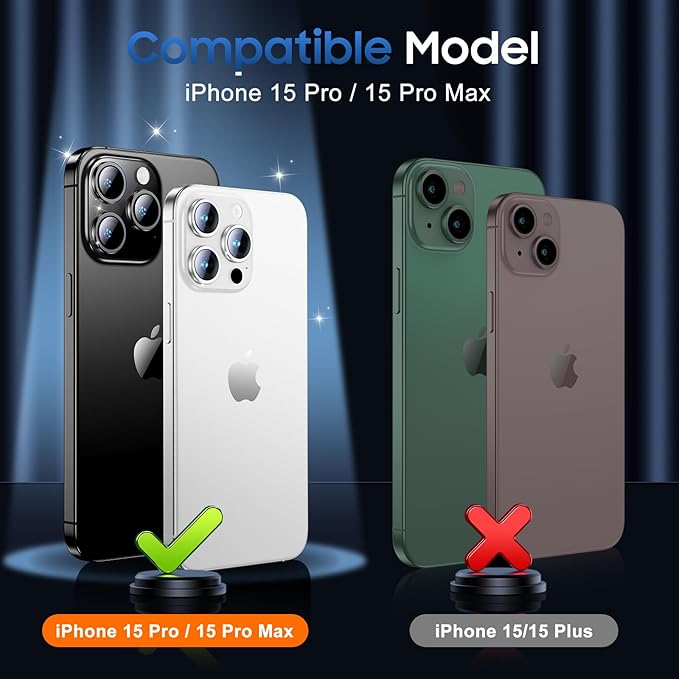 UniqueMe for 3 Pack iPhone 16 Pro/iPhone 16 Pro Max Camera Lens Protector - [Drop Protection] [Case Friendly] 9H Tempered Glass Camera Cover Screen [Update New Version] - Glitter Silver