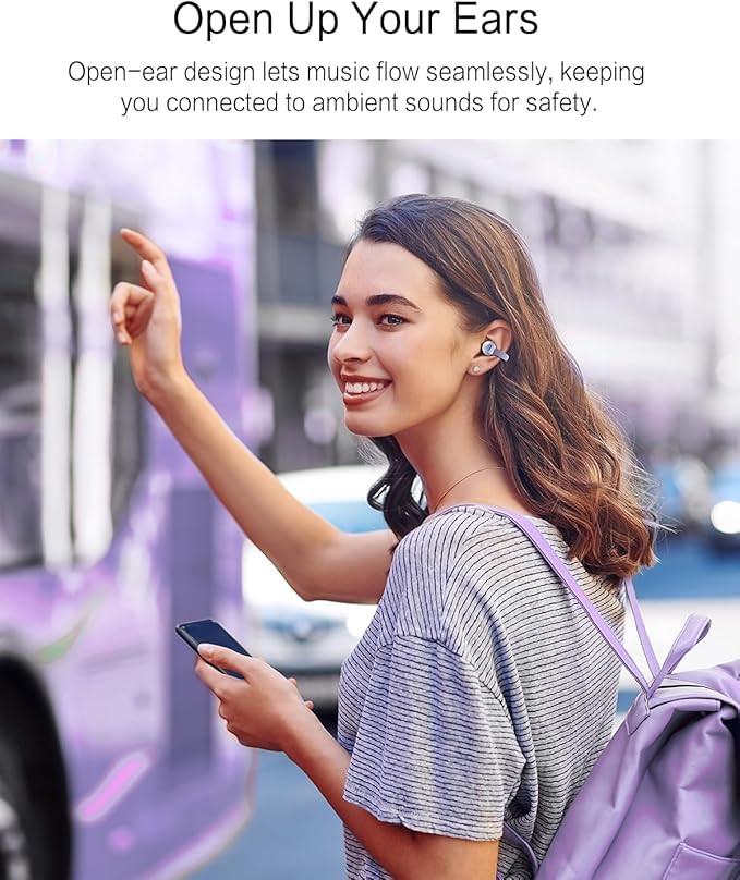 A50 Clip on Earbuds, Bluetooth 6.0 Wireless Open Ear Headphones w/5.3g Weightless Comfort,48H Playtime,3D Soundstage,Clear Call Mics,IPX5,Multipoint Connection,Fit for Workout Rose Glod