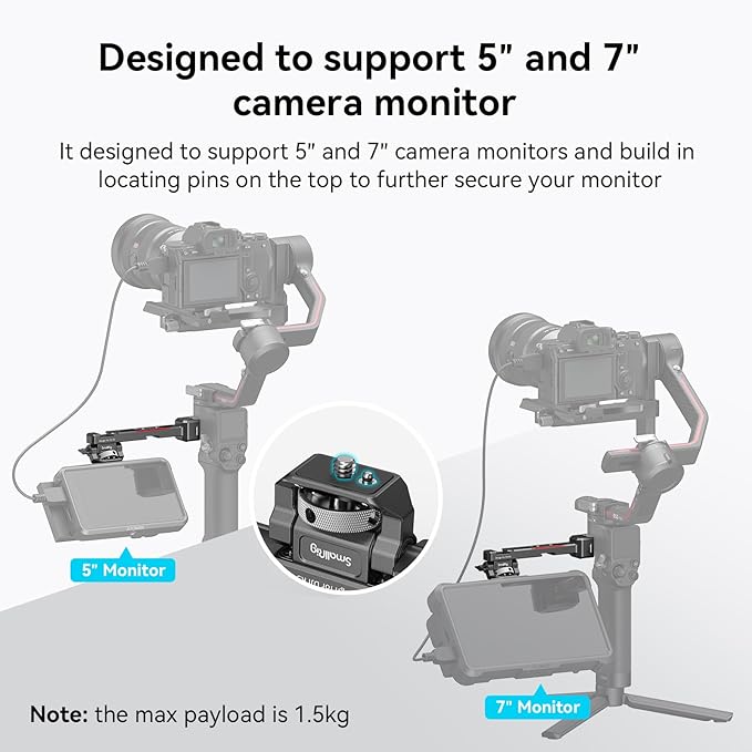 SMALLRIG Adjustable Camera Monitor Mount with Quick Release NATO Clamp, Cold Shoe Mount, Anti-Twist Design for DJI RS 4 Mini/RS 4 / RS 4 Pro/RS 2 / RSC 2 / RS 3 / RS 3 Pro/RS 3 Mini