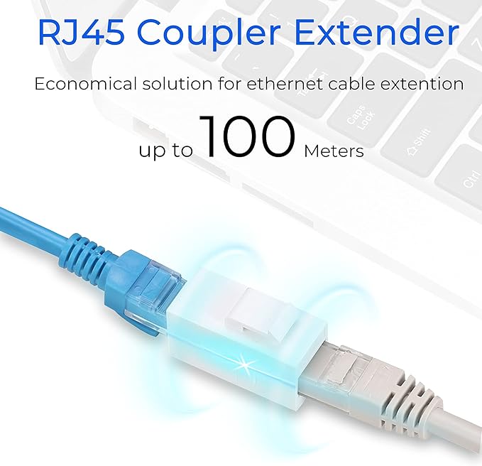 Rapink RJ45 Coupler Inline Keystone Jack, Female to Female RJ45 Keystone Coupler 25 Pack for Ethernet Cat6/Cat5e/Cat5 Cable Extender with Gold Plated White