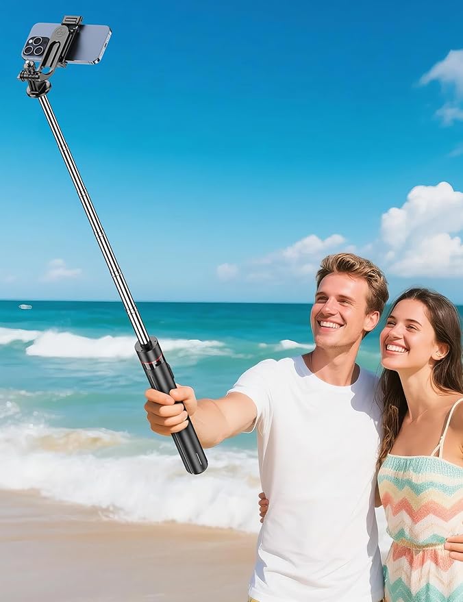 70'' Automatic Tripod, Extendable Selfie Stick Phone with Magnetic Remote & 1/4" Screw Camera Tripod Lightweight Travel Tripod for Cell Phone Compatible with iPhone 16/15/14/13/12/Android
