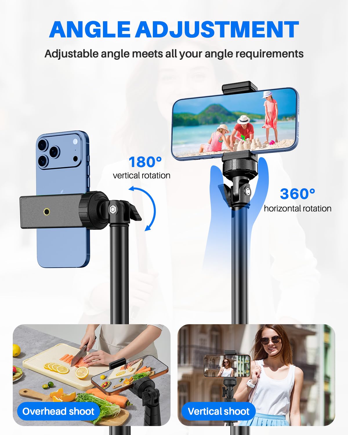 67" Phone Tripod, MIIASI Extendable Tripod for iPhone, Selfie Stick with Remote and Phone Holder, Compatible with iPhone/Android/Camera, Light Stand