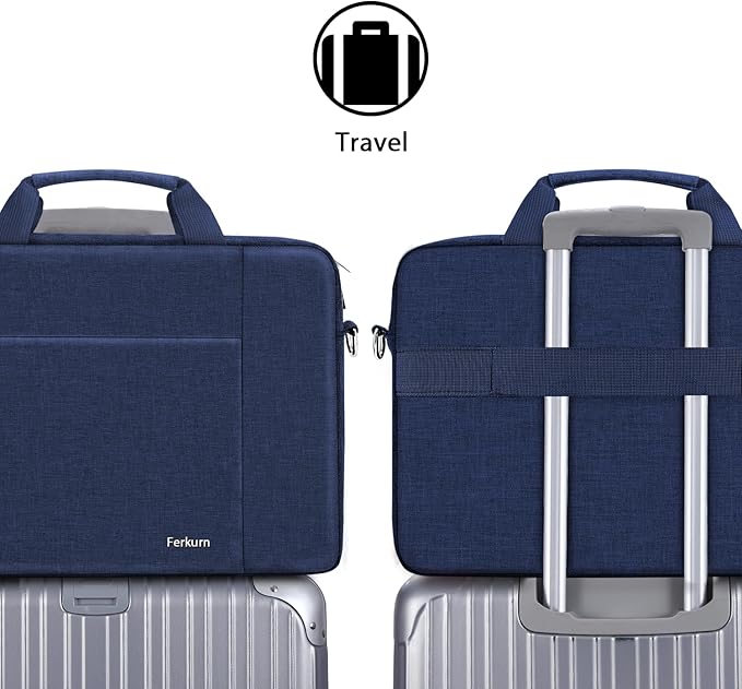 Ferkurn Laptop Bag Case for Women Men Computer Bag Compatible with HP Envy Pavilion Omen/LG Gram/MSI/Dell Inspiron XPS/Lenovo/Acer, Shoulder Strap Carrying Messenger Briefcase, Blue, 14 Inch