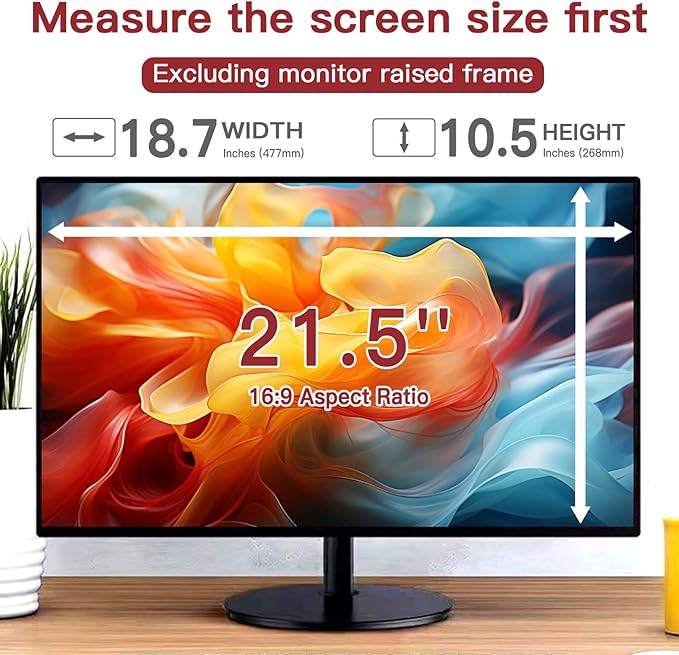 2 Pack 21.5 Inch Privacy Screen for Computer Monitor, Eye Protection Anti Glare Computer Screen Cover, Removable Anti-Scratch Computer Screen Privacy Shield for 21.5'' 16:9 Aspect Ratio Monitors