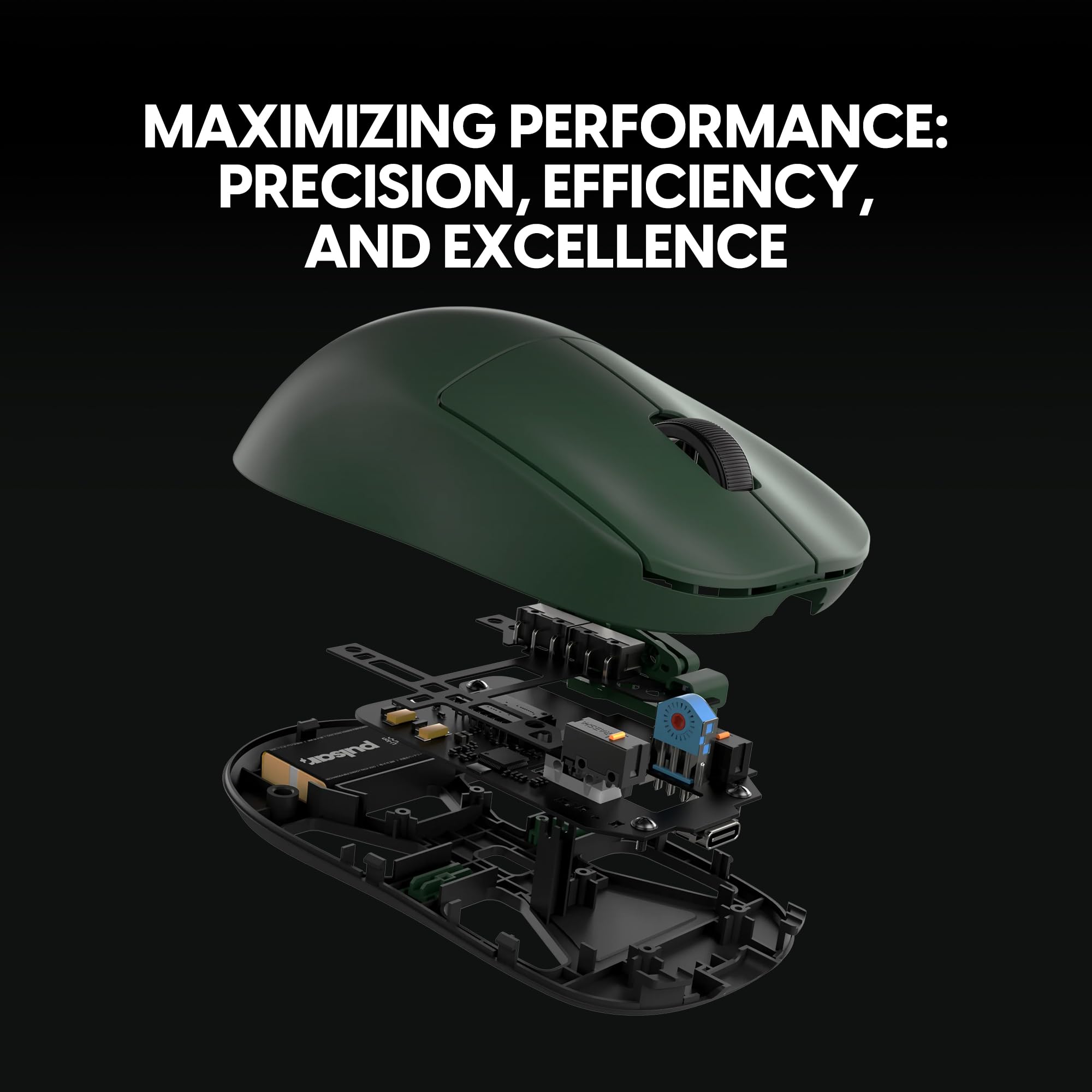 Pulsar Gaming Gears X2 v2 mini Wireless Gaming Mouse, Founder's Edition, Ultra Lightweight 1.80 oz (51 g), Symmetrical, Optical Switch, 2.4 Ghz 1 ms, 26000 DPI, PAW3395 Sensor (Mini, Wireless, Green)